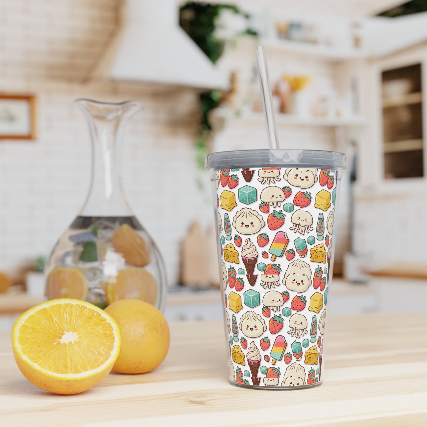 Squishy Plastic Tumbler with Straw