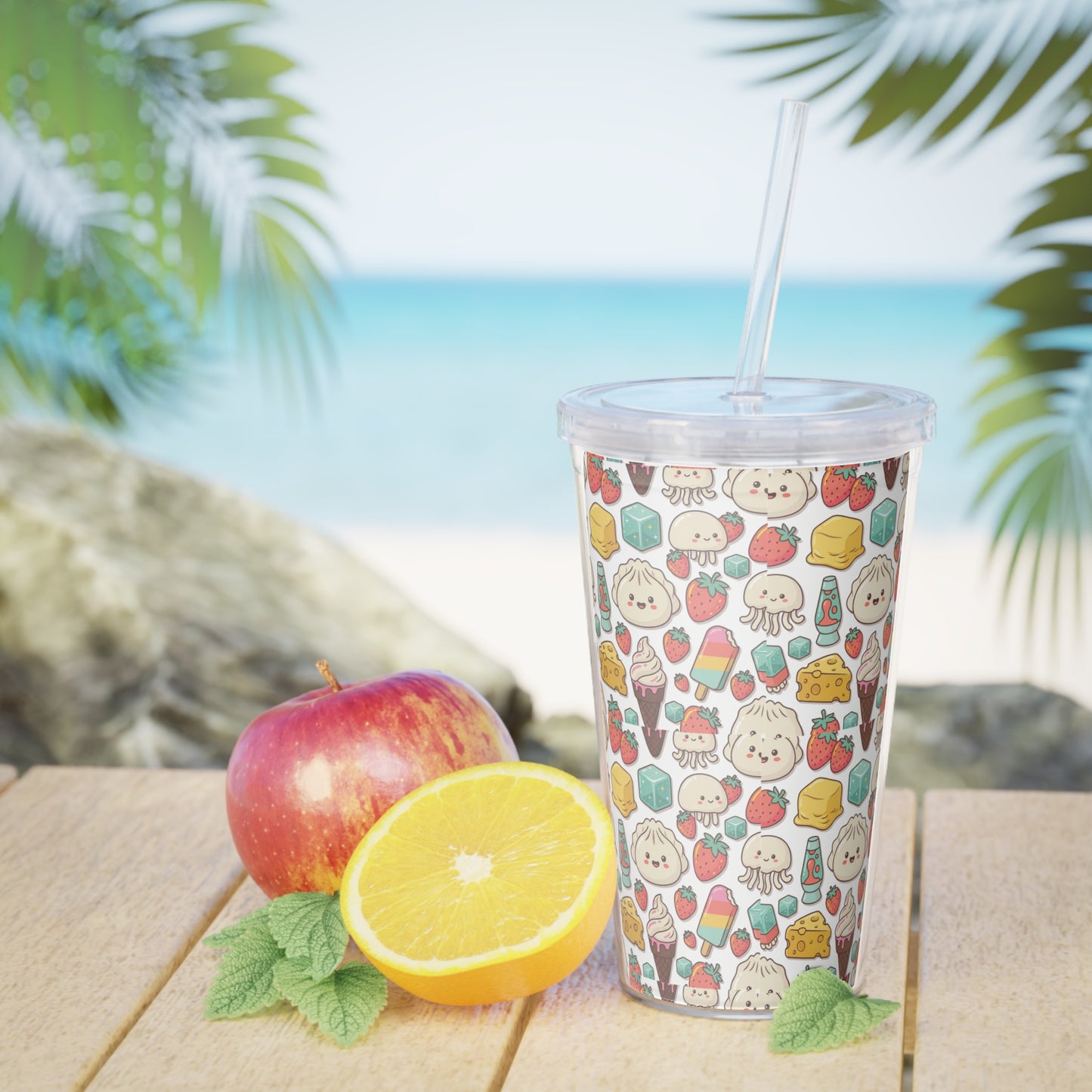 Squishy Plastic Tumbler with Straw