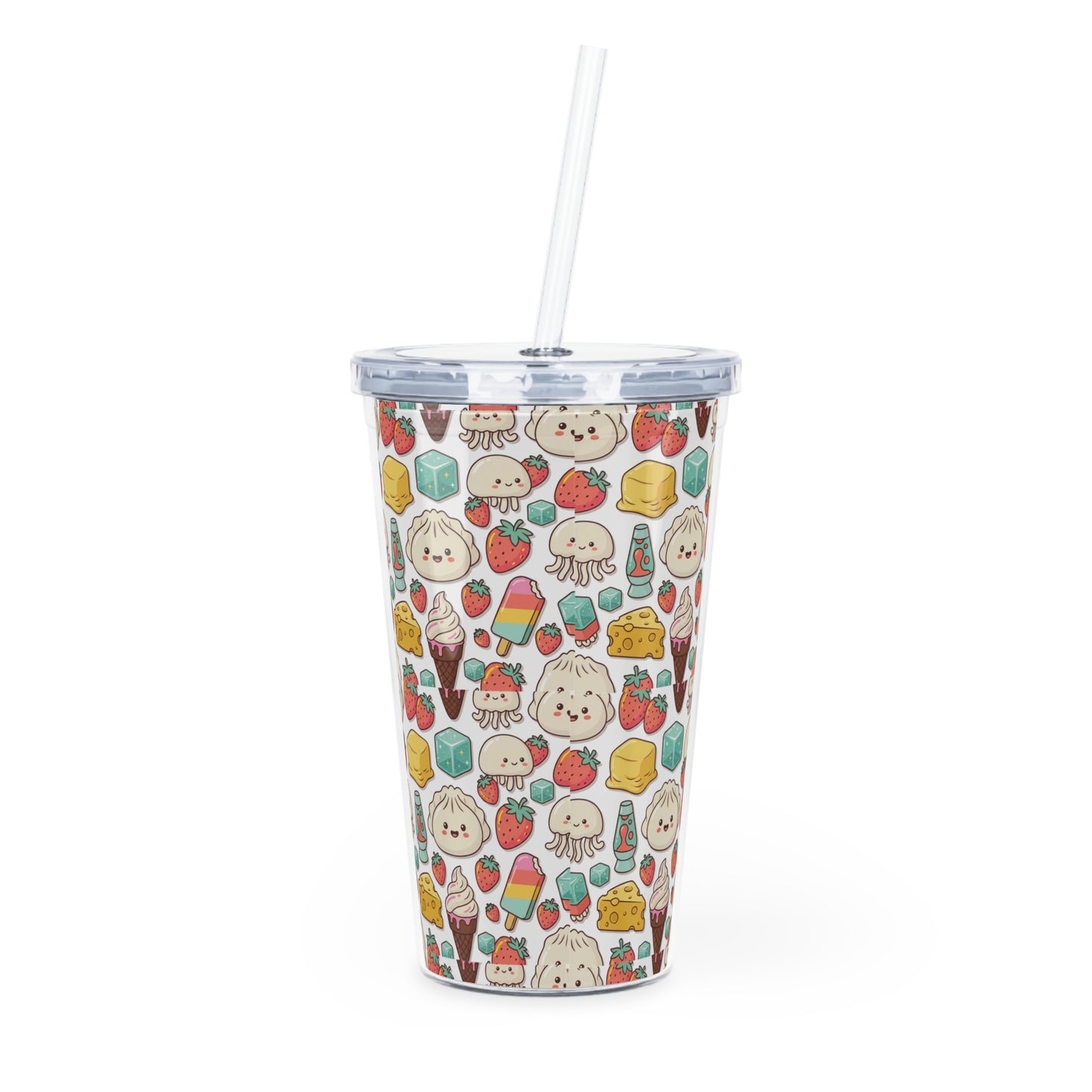 Squishy Plastic Tumbler with Straw